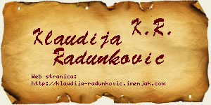 Klaudija Radunković vizit kartica